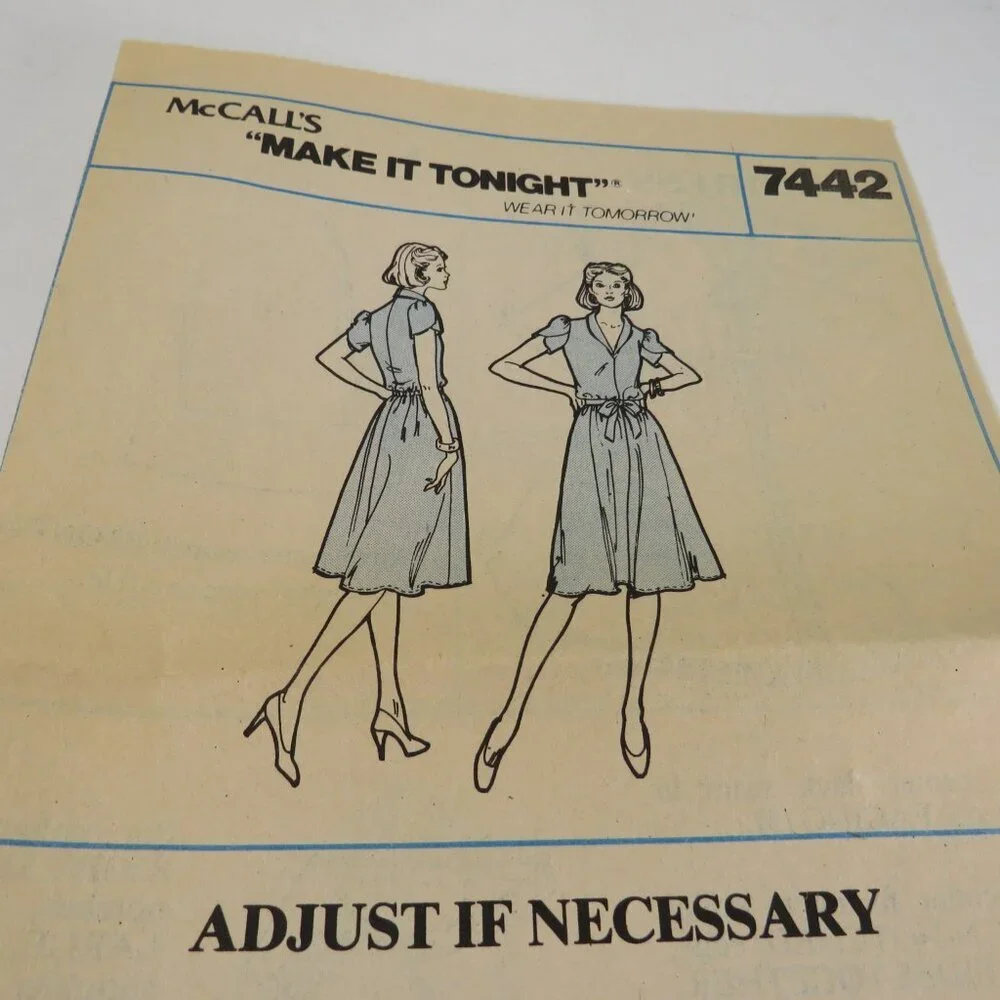 McCalls 7442 EASY Clothing Pattern size 8 Comb. B Dress